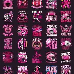 Pacchetto SVG PNG per la sensibilizzazione sul cancro al seno / pallone da calcio rosa / 14x14 pollici / 300 DPI