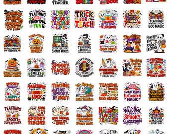 Más de 55 PNG de Halloween para profesores / Frases espeluznantes para el aula / Diseños de camisetas / 300 DPI