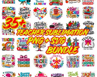 35+ Teacher Quotes SVG PNG Bundle | Back to School Classroom Designs
