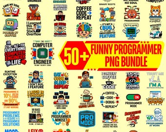 50+ grappige programmeursbundel | codering humor png | softwareontwikkelaar | programmeercadeau 14 x 14 300 dpi