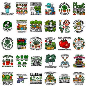 Pacchetto di giardinaggio divertente / Set di citazioni PNG sul giardino / Pacchetto SVG per amanti delle piante