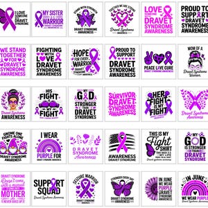 Dravet Syndrome Awareness PNG SVG | Retro Groovy Warrior Design | Purple Ribbon Sunflower | Cricut Sublimation
