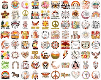 Pacchetto PNG Boho Vintage / Pacchetto di oltre 100 Clipart / Grafica Boho retrò / PNG 300 DPI