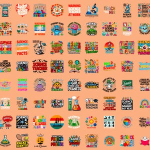 Paquete de más de 100 PNG de profesores de ciencias / Citas STEM y gráficos para el aula / 14 x 14, 300 DPI