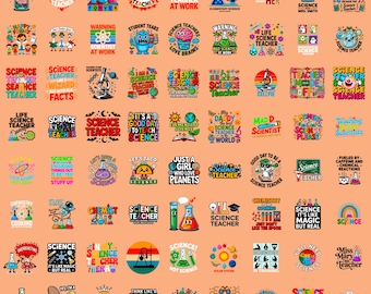 100+ Science Teacher PNG Bundle | STEM Quotes & Classroom Graphics | 14x14 300 DPI