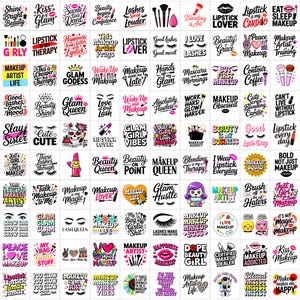 Makeup Clipart Bundle | Beauty Quotes PNG Set | Hairstylist Sublimation Designs