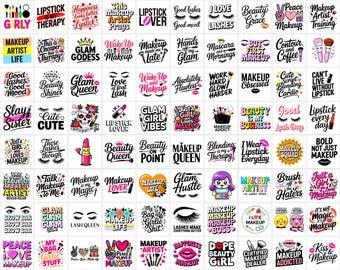 Makeup Clipart Bundle | Beauty Quotes PNG Set | Hairstylist Sublimation Designs