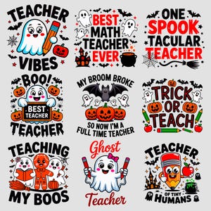 Halloween Teacher Bundle – 9 PNG & SVG | Spooky Era | Ghost Pumpkin Clipart