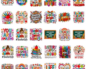 Retro Boho Teacher Bundle | 30+ Classroom Quote PNG SVG Designs | 300 DPI