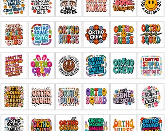 Ortho Squad PNG-Bundle | Orthopädische Krankenschwester Team Design | Retro Groovy Blumen Kunstwerk | Sublimation Download