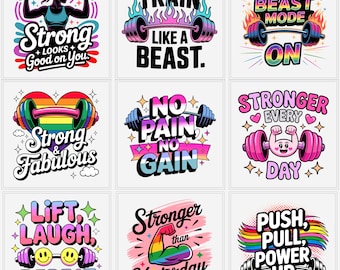 Fitness Motivation PNG Bundle | Gym Quote Clipart | weight training | funny workout shirt | personal trainer