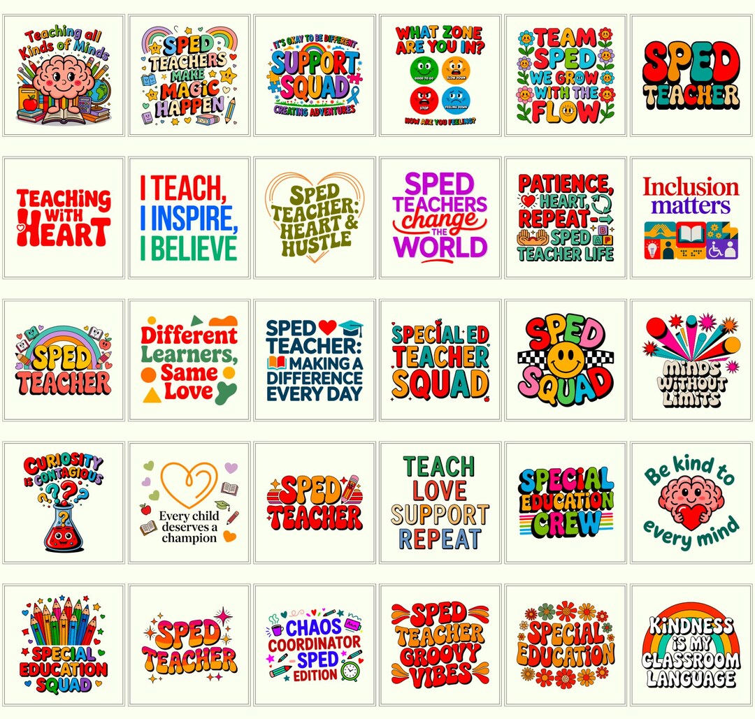 Sped Files Design SPED Teacher PNG Bundle | Education Designs, Autism Awareness ...