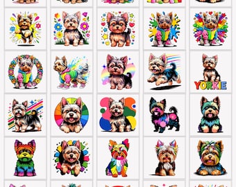 Pacote de Clipart de Cães Yorkshire | Yorkshire Terrier | Mais de 30 Desenhos em PNG e SVG (Download Digital)
