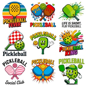 Pickleball png- en SVG-ontwerpen | Sportafbeeldingen afspelen | 300 dpi-sublimatiebestanden | Clipartbundel: