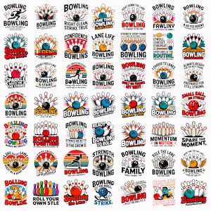 Bowling PNG Bundle | Strike Ball & Funny Bowler Shirt Designs | Sublimation Digital Download