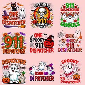 Paquete PNG de Halloween de Operador del 911: Clipart de Esqueleto y Fantasma (Descarga Digital)