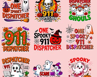 Paquete PNG de Halloween de Operador del 911: Clipart de Esqueleto y Fantasma (Descarga Digital)