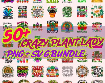 Paquete de imágenes PNG y SVG de la Señora Loca de las Plantas / Citas de Jardinería / Descarga digital de 300 DPI