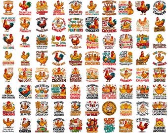100+ Funny Chicken Quotes PNG Bundle | T-Shirt & Mug Designs | 14x14, 300 DPI