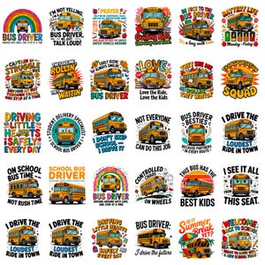 Skolbusschaufför SVG-paket: 30+ PNG-designer (digital nedladdning)