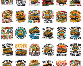 School Bus Driver SVG Bundle: 30+ PNG Designs (Digital Download)