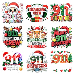 Paquete de imágenes prediseñadas para el servicio de emergencias 911 / 9 imágenes PNG y SVG / 35,5 x 35,5 cm / 300 ppp / Imágenes prediseñadas para sublimación navideña