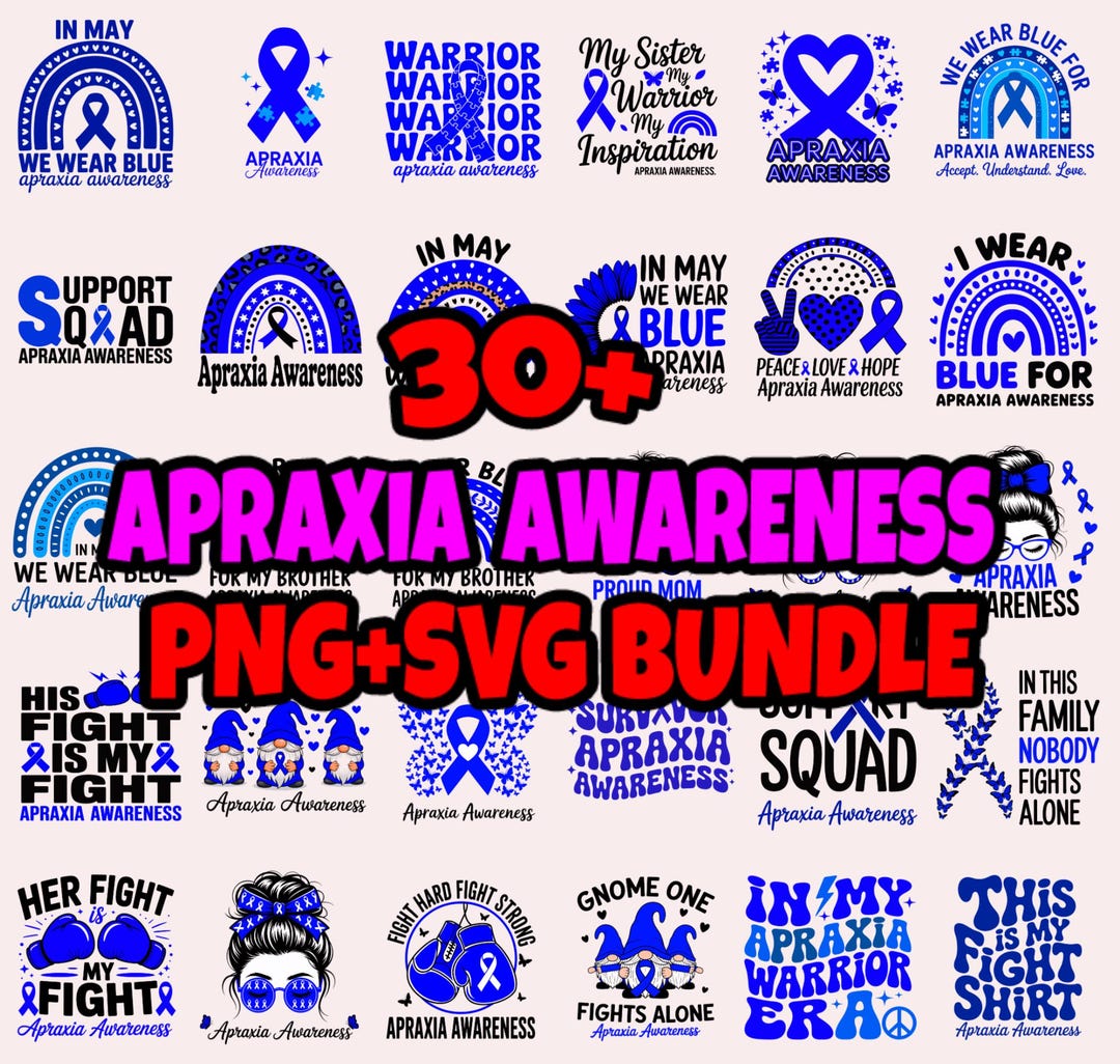 Apraxia Awareness PNG SVG Bundle | Blue Ribbon Clipart - Etsy