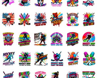 Hockey PNG Sammlung | Spieltag Grafiken & Shirt Design | Sublimationsdatei