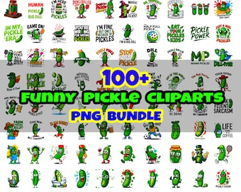 Pacote de Clipart de Picles | Ilustrações de Personagens Divertidos | Desenhos de Pickleball 300 DPI