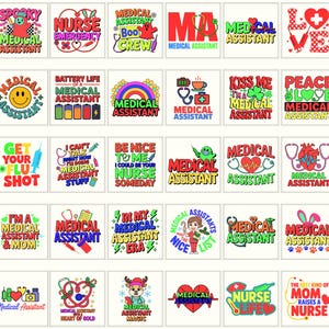 Paquete de imágenes PNG de asistente médico / Diseño de sublimación de vida de enfermera / Descarga de gráficos de estetoscopio / Imágenes prediseñadas de atención médica
