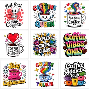 Funny Coffee Quotes PNG Bundle | barista gift | Shirt Graphic | Digital Download 300 DPI