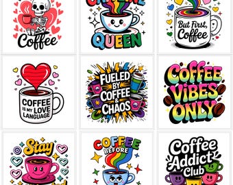 Funny Coffee Quotes PNG Bundle | barista gift | Shirt Graphic | Digital Download 300 DPI