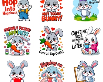 Easter Bunny PNG Bundle | Spring Rabbit Quote Designs | 300 DPI Sublimation Digital Download