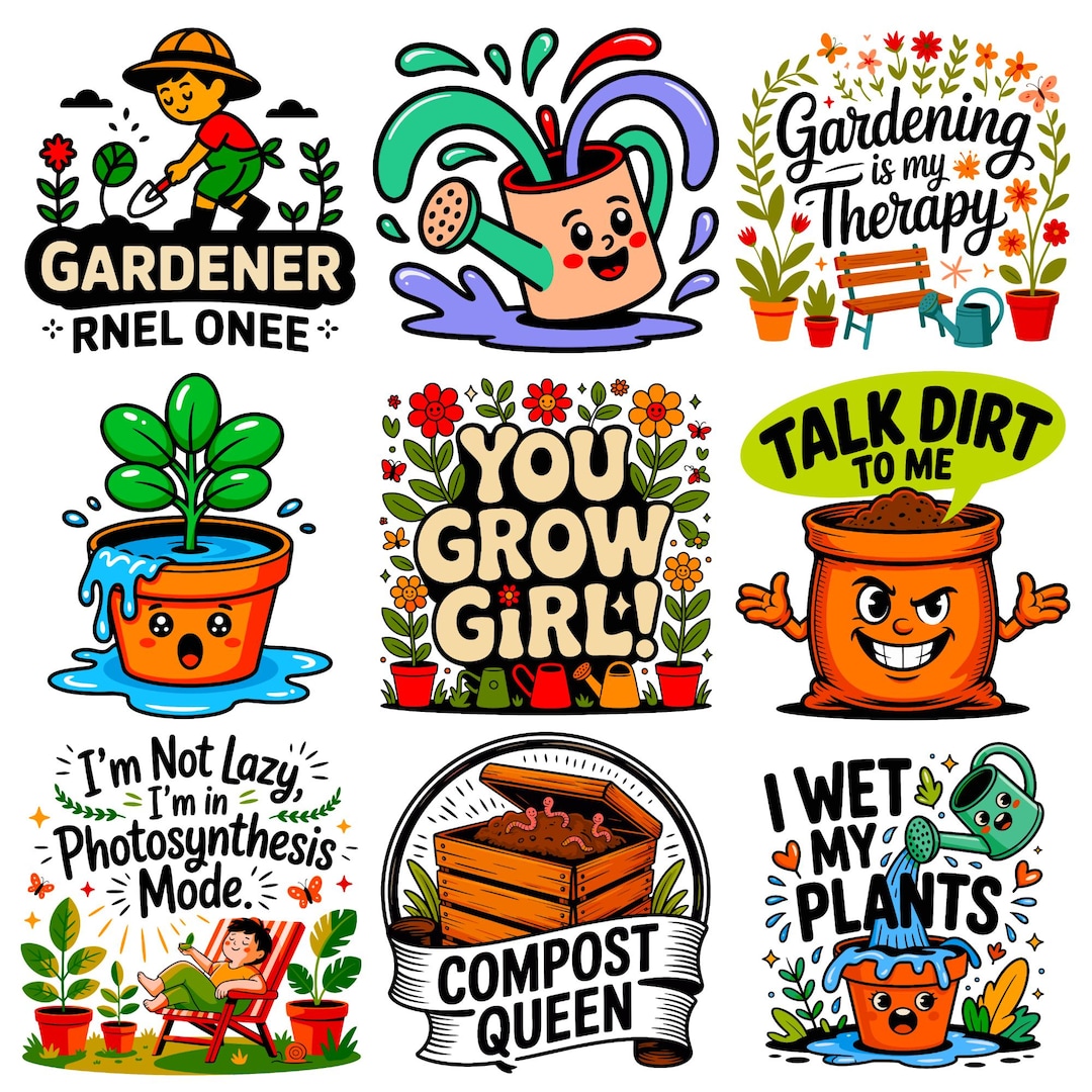 Gardening Humor Bundle – 9 PNG & SVG Designs | Funny Garden Quotes ...