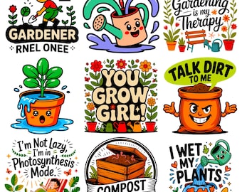 Gardening Humor Bundle – 9 PNG & SVG Designs | Funny Garden Quotes | 300 DPI | Digital Download