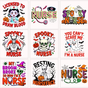 Funny Nurse Halloween PNG Bundle: Spooky Shirt Designs (Digital Download)