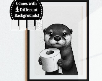 Otter Bathroom Poster: Funny Animal Print (Digital Download)