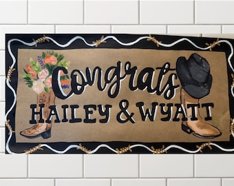 Banner personalizado pintado a mano/Decoración para bodas, baby shower y fiestas.