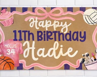 Banner de cumpleaños personalizado pintado a mano