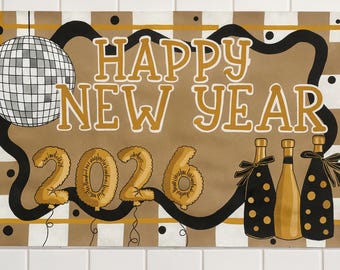 Banner personalizado pintado a mano / Banner de Año Nuevo / Decoración de fiesta