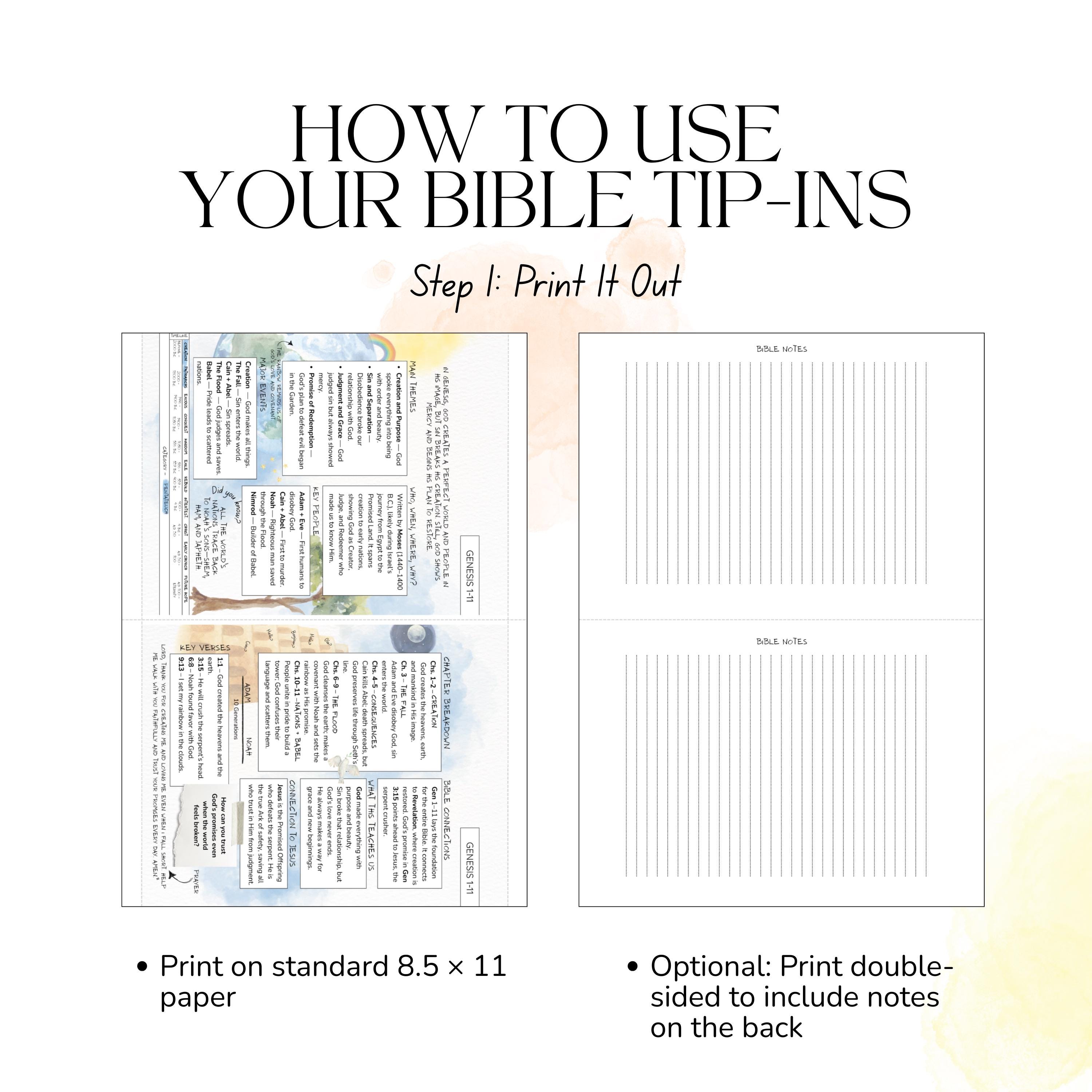 All 66 Books of the Bible Study Insert Tip Ins Journaling Printable - Etsy