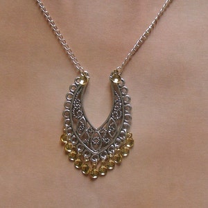 Elina - Traditional Norwegian Filigree Sølje Style Necklace with 13 golden drops