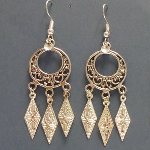 Ardyce - Traditional Norwegian Filigree Sølje Style Earrings with Silver or Gold Drops