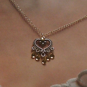 Maeva - Traditional Norwegian Antique Heart Sølje Style Necklace with golden drops