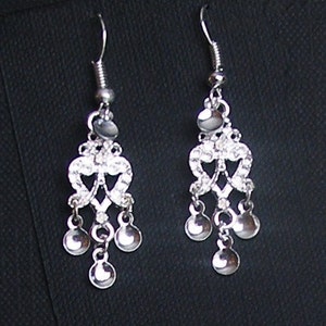 Ingvild Lovely Traditional Norwegian Sølje Style Heart Chandelier Earrings with Silver Drops image 4