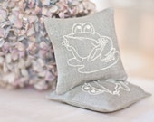 Lavender Sachets LITTLE FROGGY - Set of Two Embroidered Linen Cushions - Reserved