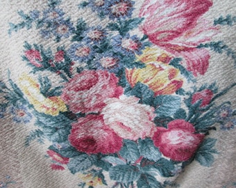 Rose bouquets vintage cuddle cloth barkcloth fabric mid century RoSeS home decor do it yourself curtain panel tulips sewing fabric