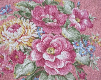 Rose bouquets vintage cuddle cloth barkcloth fabric mid century RoSeS home decor do it yourself curtain panel tulips sewing fabric