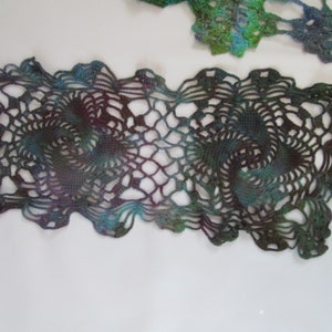 textile art embellish bohemian Cotton lace crochet doily collage mixed media craft supply 3 Hand dyed vintage purple turquoise DIY