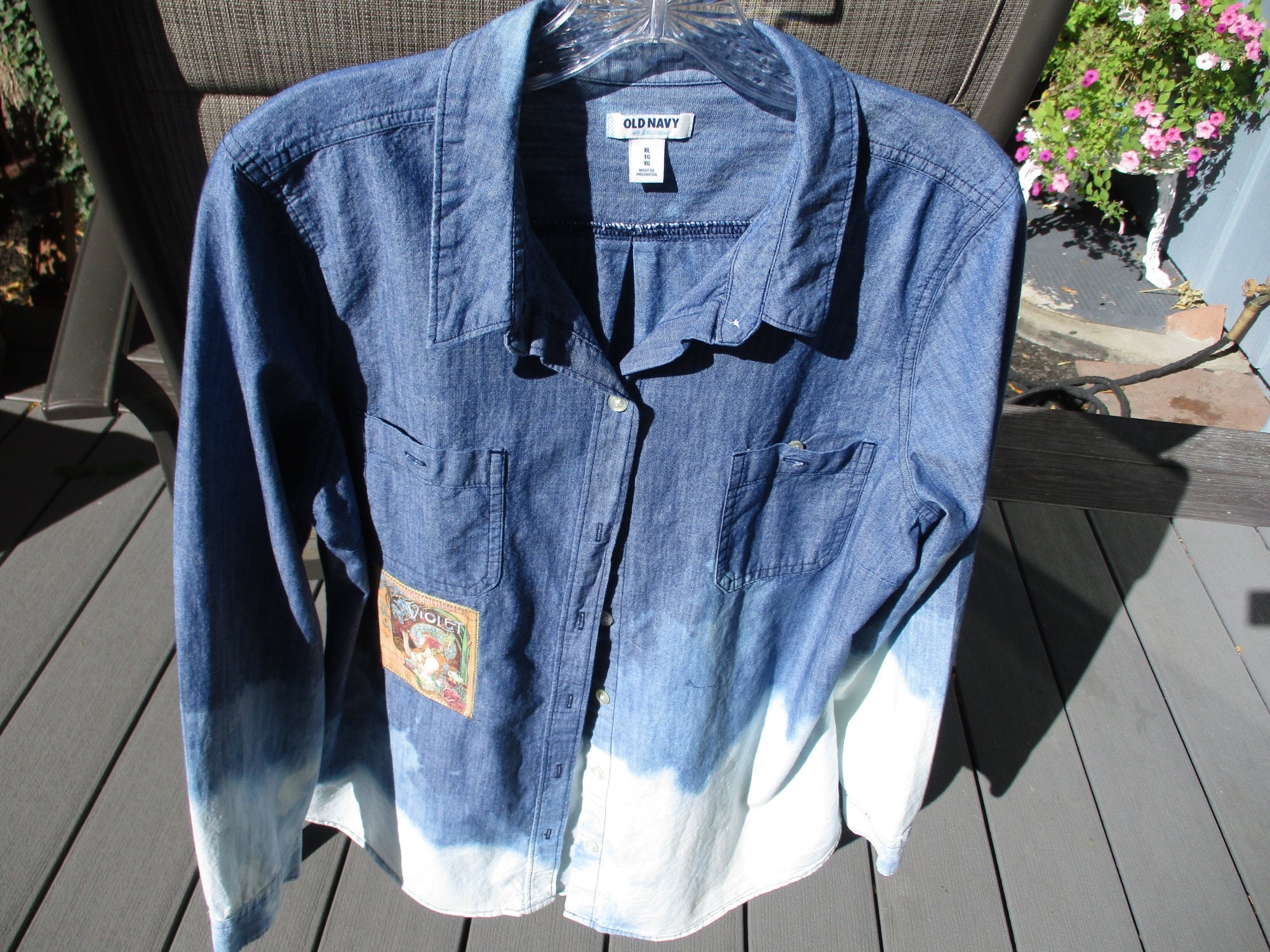 Bleached Denim Shirt - Etsy